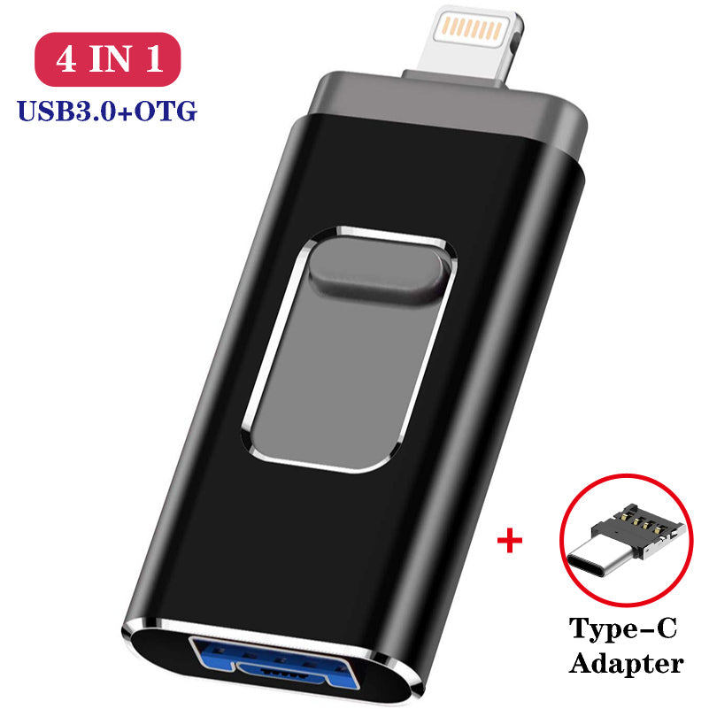 Three-in-one Small Push-pull Metal USB Flash Drive