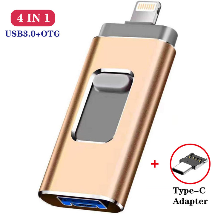 Three-in-one Small Push-pull Metal USB Flash Drive