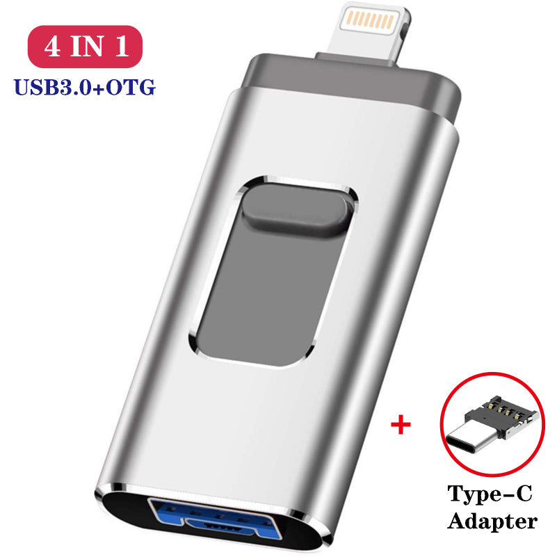 Three-in-one Small Push-pull Metal USB Flash Drive